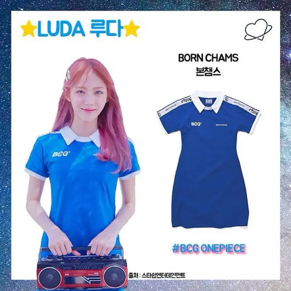 [BUNJANG] BONCHEMS PK One Piece Dress - Blue / 본챔스 pk 원피스 블루 우주소녀 루다 착용 카라원피스
