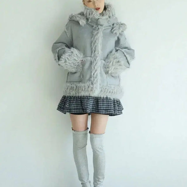 [BUNJANG] Ugly Shadow Reversible Shearling Jacket (Blue) / 어글리쉐도우 리버시블 시어링 자켓 (블루)