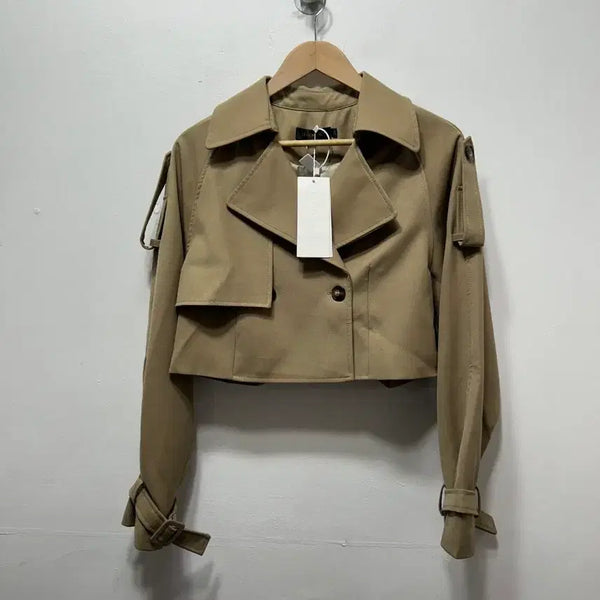 [BUNJANG] Cropped Beige Trench Jacket / 크롭 기장 베이지 트렌치 자켓 새상품 F