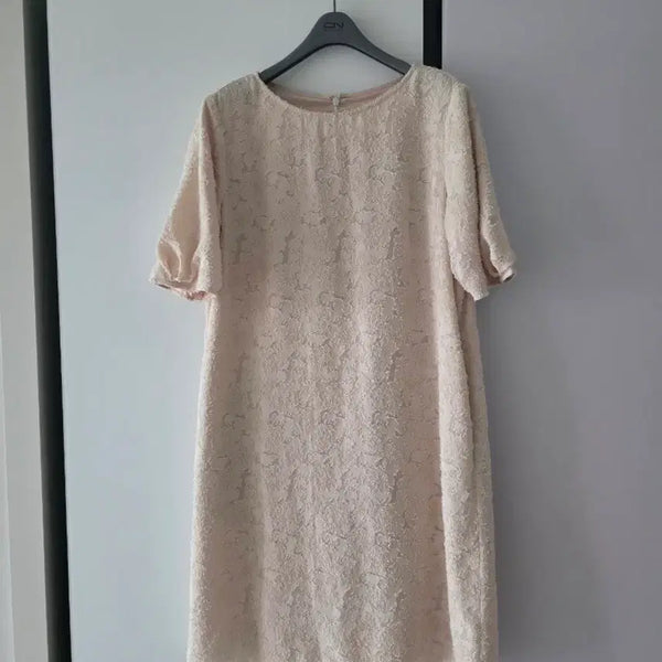 [BUNJANG] H-Line Basic Fit Midi Dress - Ivory Beige / 원피스(새상품)