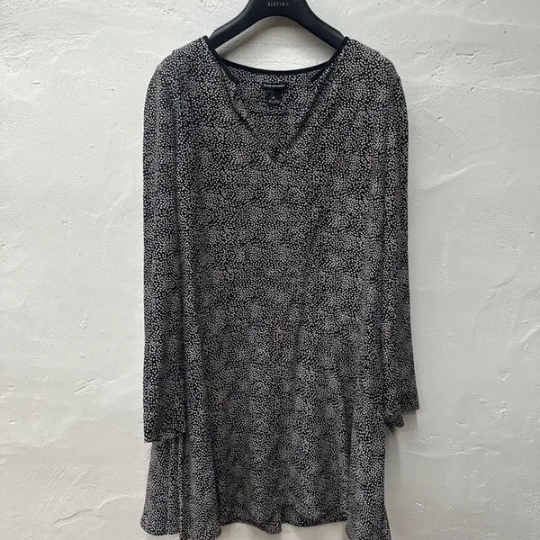 [BUNJANG] Club Monaco Women's Black Pattern Silk Long-Sleeve Dress Size 44 / 클럽모나코 여 원피스 블랙패턴/한섬/실크100%/긴팔 44