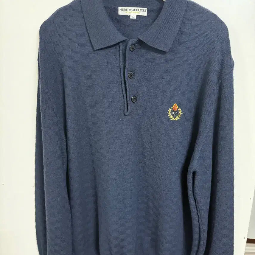 [BUNJANG] Heritage Floss Collar Knit Navy L / 헤리티지플로스 카라니트 네이비 L