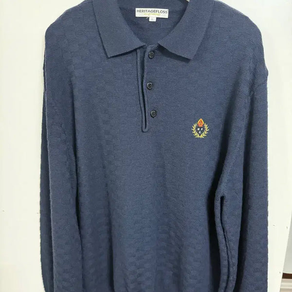 [BUNJANG] Heritage Floss Collar Knit Navy L / 헤리티지플로스 카라니트 네이비 L