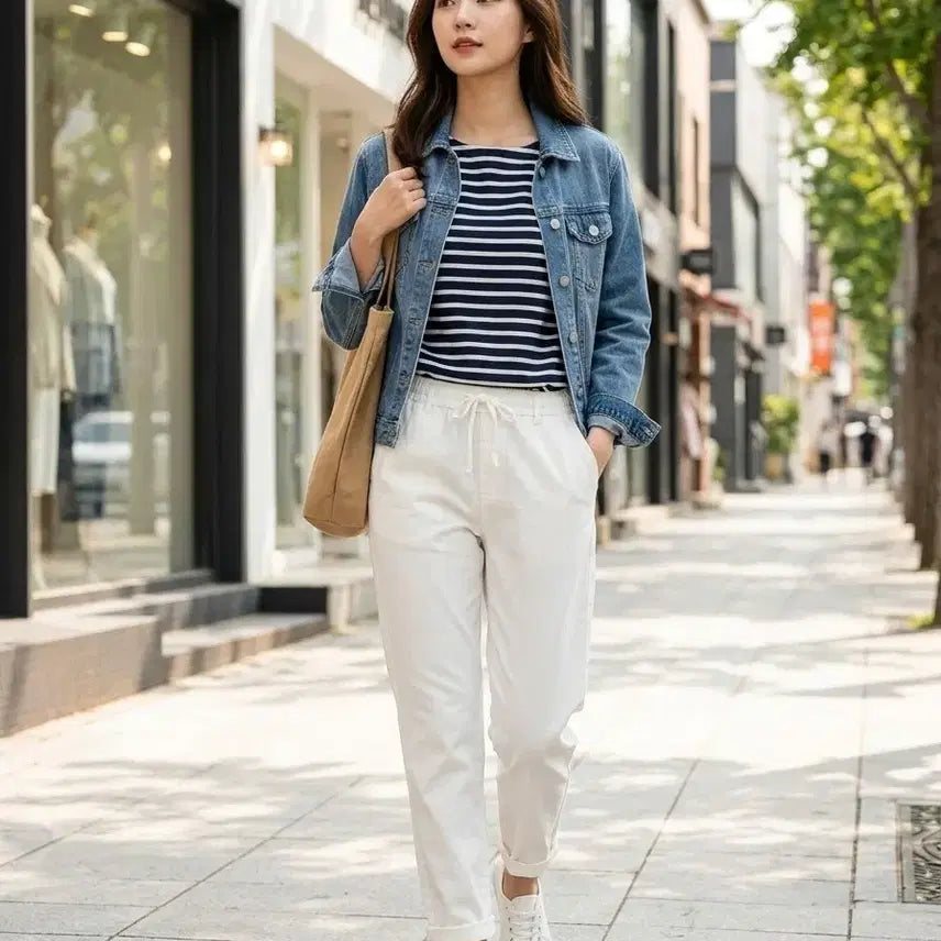 [BUNJANG] TOPTEN White Cotton-Linen Blend Pants Size 27 / (새상품)TOPTEN  흰색 면마혼방바지 27
