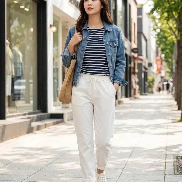 [BUNJANG] TOPTEN White Cotton-Linen Blend Pants Size 27 / (새상품)TOPTEN  흰색 면마혼방바지 27