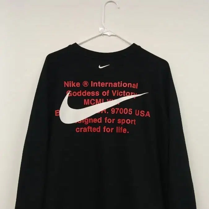 [BUNJANG] Nike International Swoosh Sweatshirt Black / 나이키 인터내셔널 스우시 맨투맨 블랙