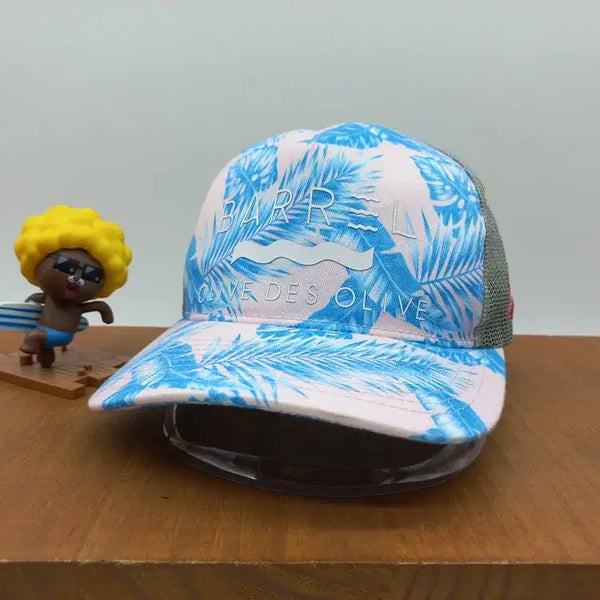 [BUNJANG] Barrel Hawaiian Mesh Snapback Hat - Blue / BARREL 배럴 메쉬 스냅백 모자 하와이언 블루