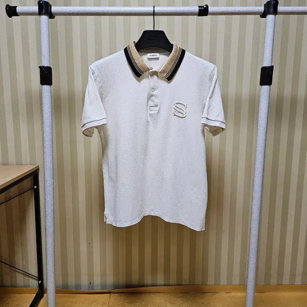 [BUNJANG] Sandro Pique Cotton White Collar T-Shirt / 산드로 피케 코튼 M