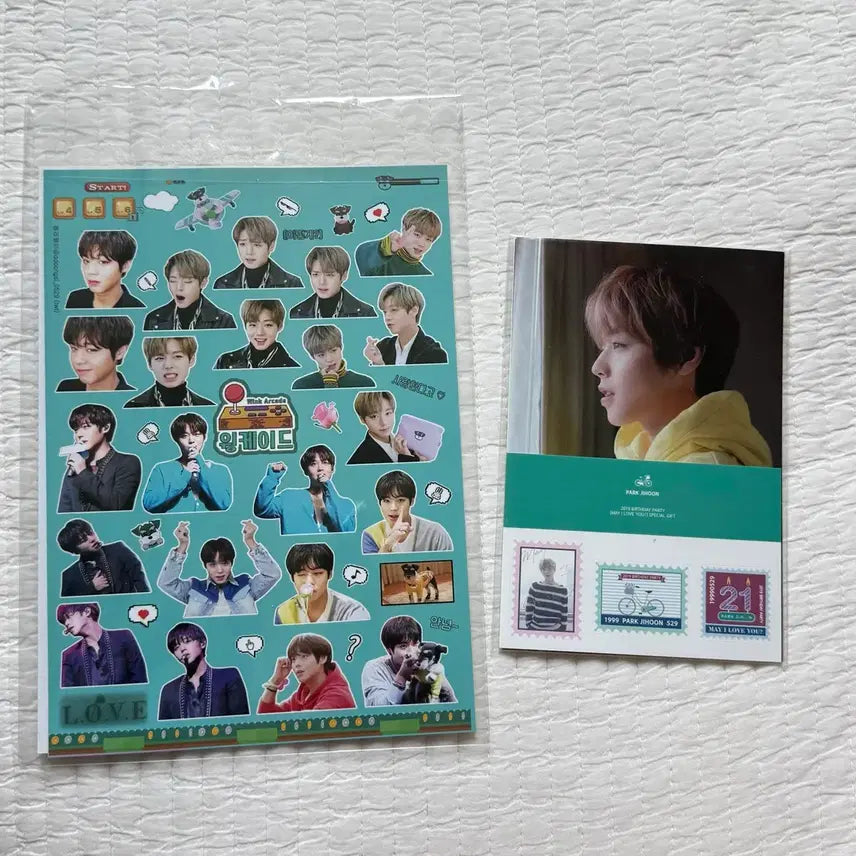 [BUNJANG] Park Jihoon Wingdace Birthday MD Sticker Photo Set Postcard Sosimi Photocard / 박지훈 윙케이드 생일 엠디 스티커 사진 세트 엽서 소심이 포카