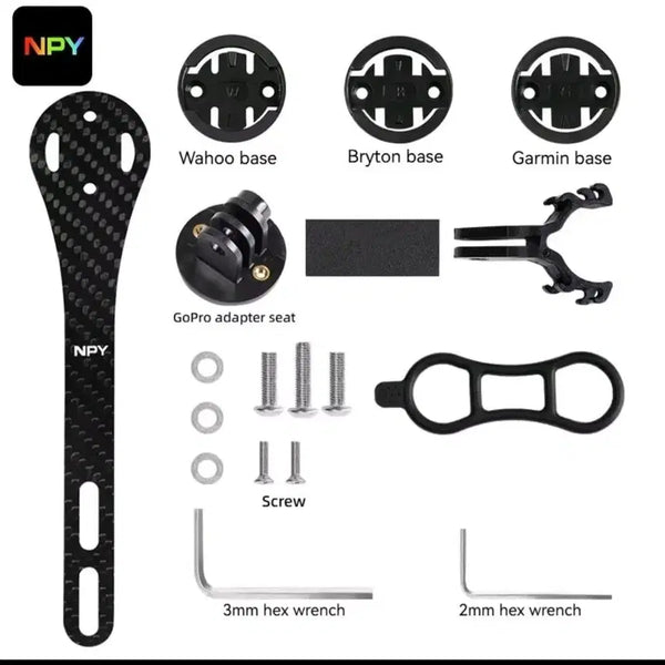 [BUNJANG] NPY Carbon Integrated Speedometer Light Mount Bracket / [낼도착*3] 자전거속도계라이트일체형마운트 브래킷