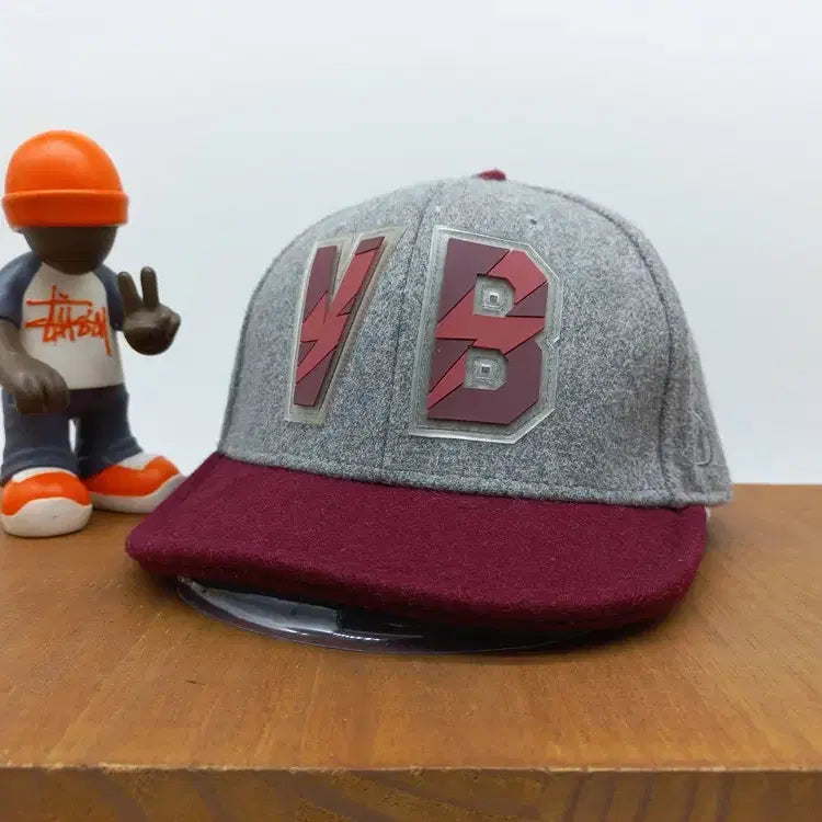 [BUNJANG] Vital Blue VB Curved Cap Burgundy Gray (Kids Size) / 바이탈블루 모자 VB 커브캡 버건디 그레이