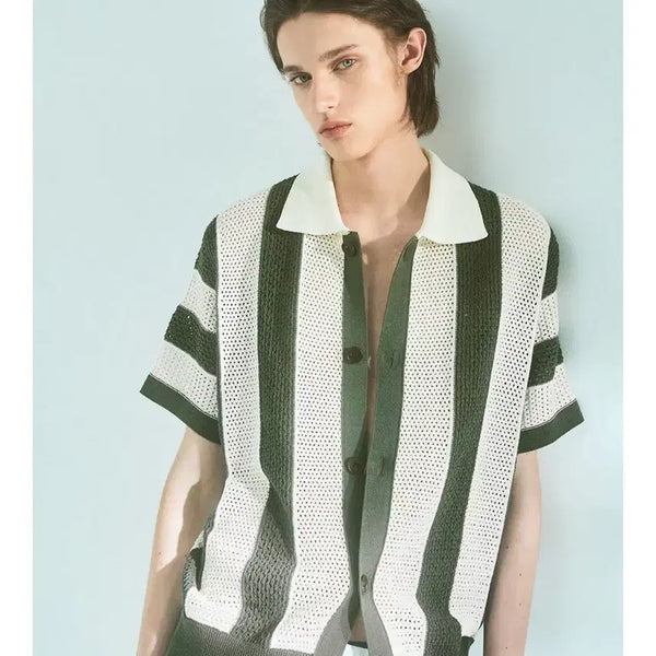 [BUNJANG] System Homme Striped Short-Sleeve Knit (Size 100) / 시스템옴므 니트 스트라이프 반팔 새상품 100사이즈 판매.