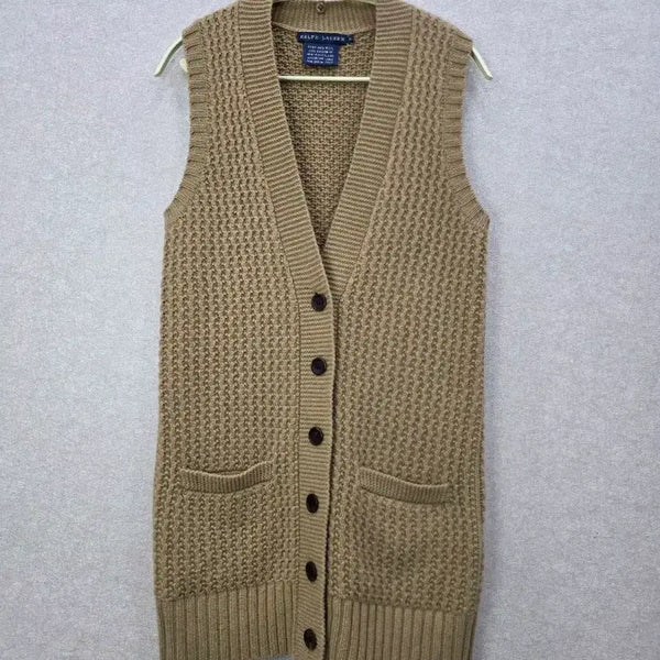 [BUNJANG] Ralph Lauren Cashmere Wool Knit Long Vest / 랄프로렌 캐시미어 울 니트 롱 베스트 RALPH LAUREN