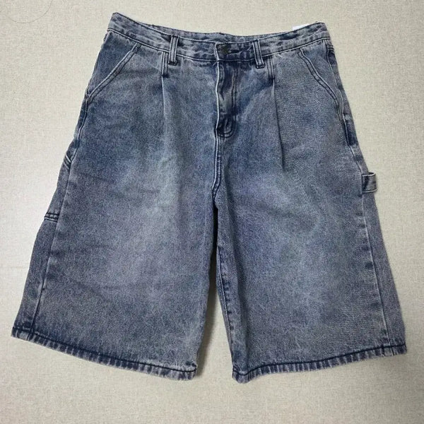 [BUNJANG] DIMITRYBLACK Bio-washed Carpenter Bermuda Denim Pants Light Blue / 디미트리블랙 바이오워싱 카펜터 버뮤다 데님 팬츠 라이트블루 (32)