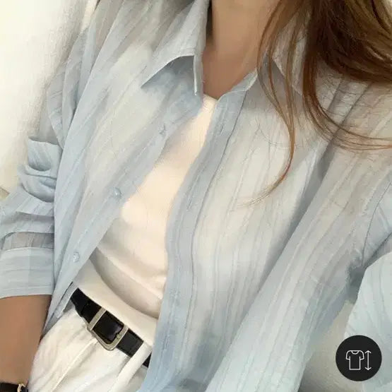 [BUNJANG] Marryaround Air Loose Fit Stripe Shirt / 살안타템) 메리어라운드 에어 루즈핏 스트라이프 셔츠 단순개봉 새상품