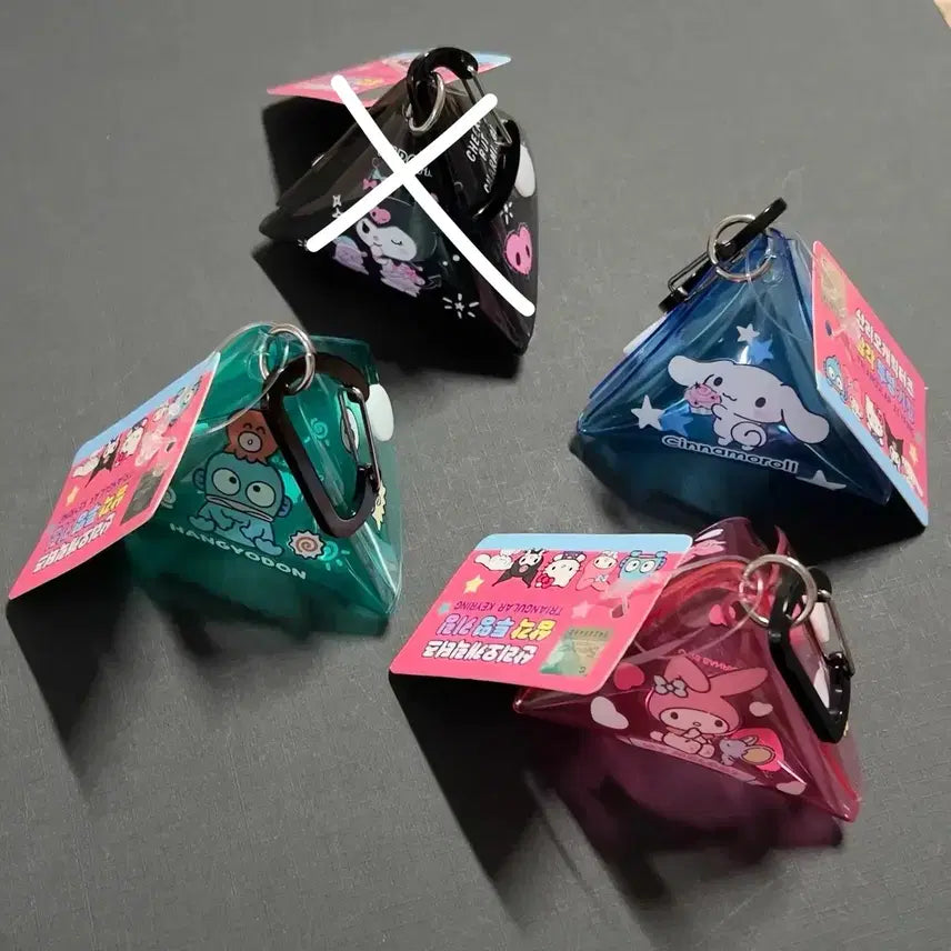 [BUNJANG] Sanrio Tri-Triangle Transparent Keyring Set - Hangyodon, My Melody, Cinnamoroll / 최저가 / 3종세트 /정품 산리오 삼각투명키링