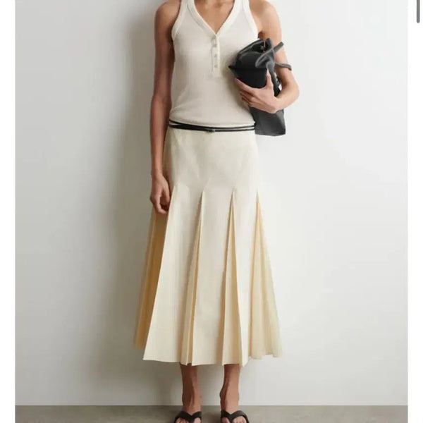 [BUNJANG] COS Pleated Cotton Linen Midi Skirt / 새상품 코스 플리티드 코튼 리넨 미디스커트