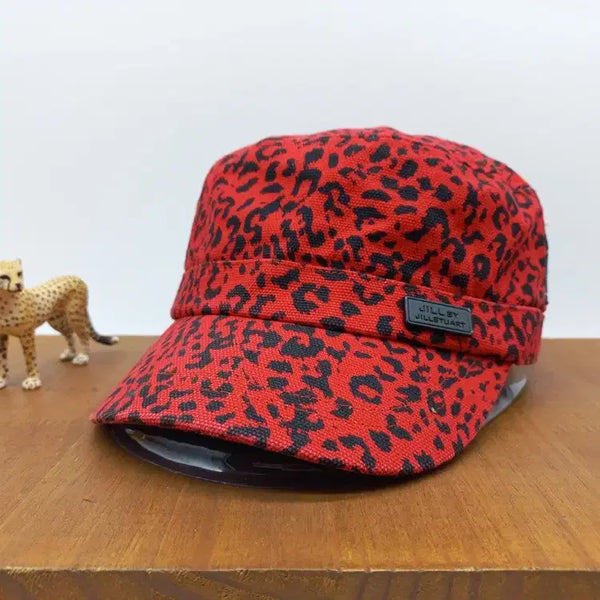 [BUNJANG] HAT'S ON x Jill by Jill Stuart Leopard Military Cap (Red) / 레오파드 군모 모자 햇츠온 질 바이 질 스튜어트 레드