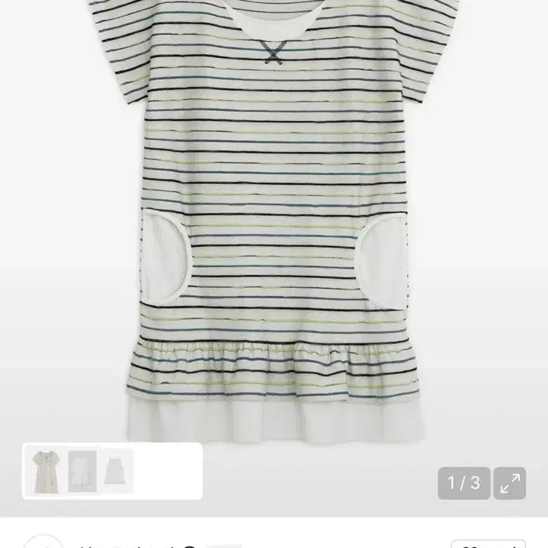 [BUNJANG] Hug Yourskin Stripe Round Pocket Dress (Ivory) / 허그유어스킨 스트라이프 라운드 포켓 드레스 (아이보리)