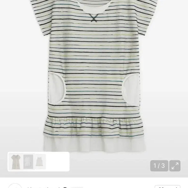 [BUNJANG] Hug Yourskin Stripe Round Pocket Dress (Ivory) / 허그유어스킨 스트라이프 라운드 포켓 드레스 (아이보리)