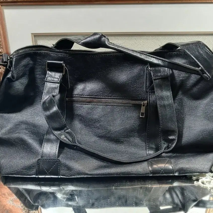 [BUNJANG] Black Leather Duffle Bag / 블랙 가죽 더플백
