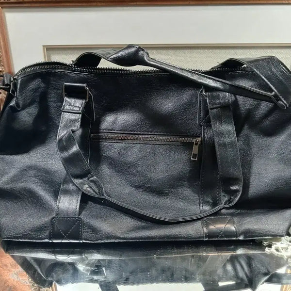 [BUNJANG] Black Leather Duffle Bag / 블랙 가죽 더플백