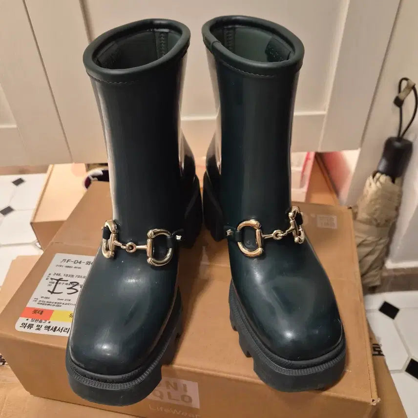 [BUNJANG] Gucci Horsebit Women's Rain Boots Green Size 37 / 구찌 홀스빗 여성 레인 부츠 그린 37