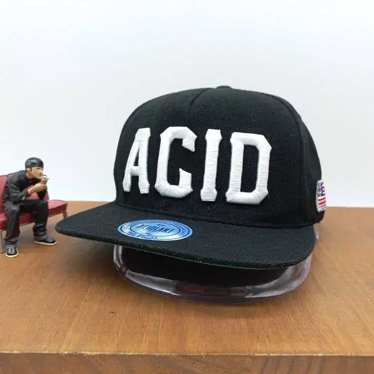 [BUNJANG] ACIDLAN.F American Flag Embroidered Snapback Hat / 성조기 모자 애시드랜프 ACIDLAN.F 스냅백 ACID 블랙