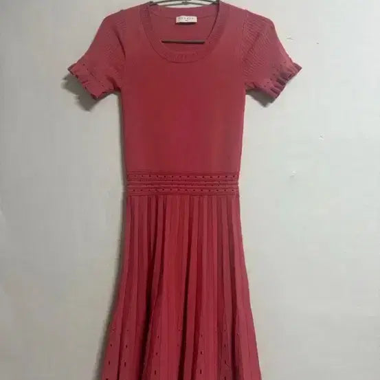 [BUNJANG] Sandro Pink Pleated Knit Dress / 산드로 핑크색 플리츠 니트 원피스