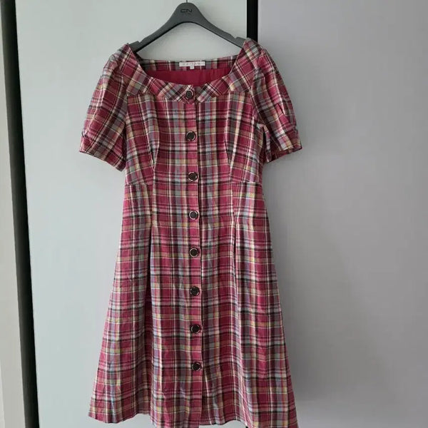 [BUNJANG] Olive des Olive Square Neck Checkered One-Piece Dress / 올리브데올리브 원피스
