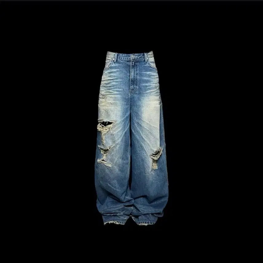 [BUNJANG] Emosstance Club Distressed Baggy Denim Jeans Size 2 / 에모스탠스클럽 디스트로이드 배기 데님 2