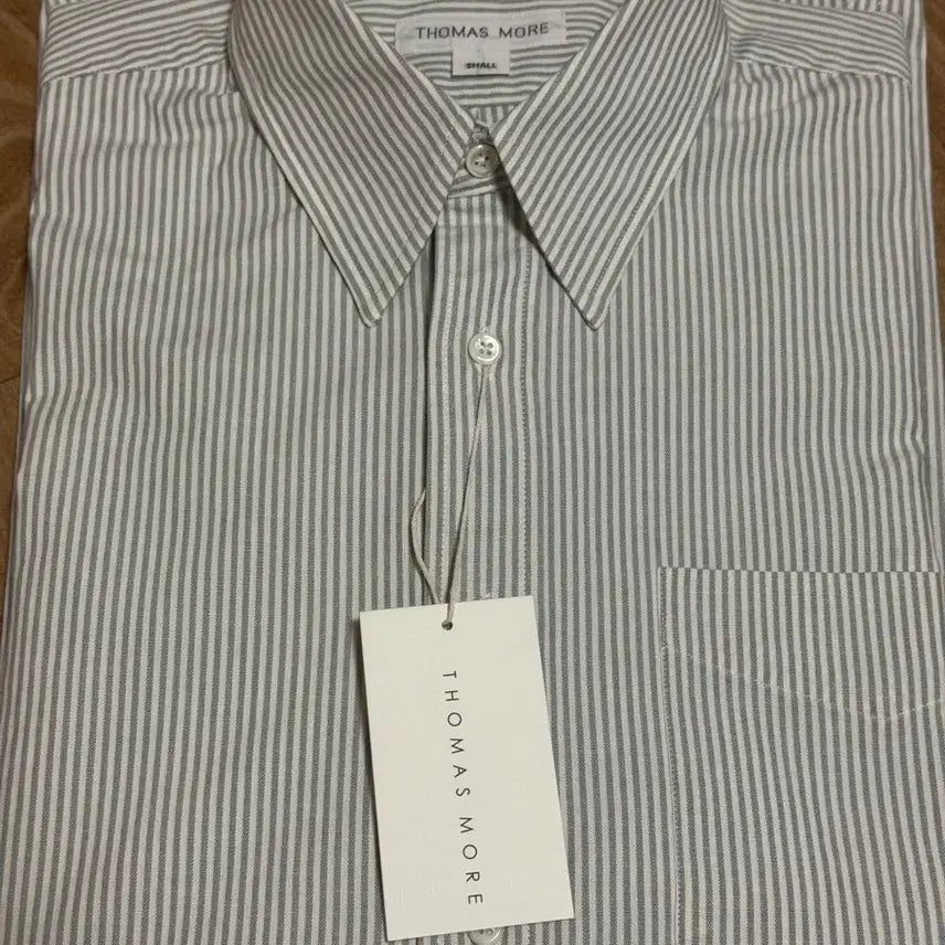 [BUNJANG] Thomas More Striped Shirt Grey Green S / 토마스모어 / 스트라이프 셔츠 그레이 그린 / S