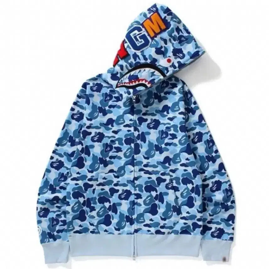 [BUNJANG] BAPE ABC Camo Full Zip Hoodie Blue / BAPE 베이프 ABC 카모 풀 집업 후드 블루