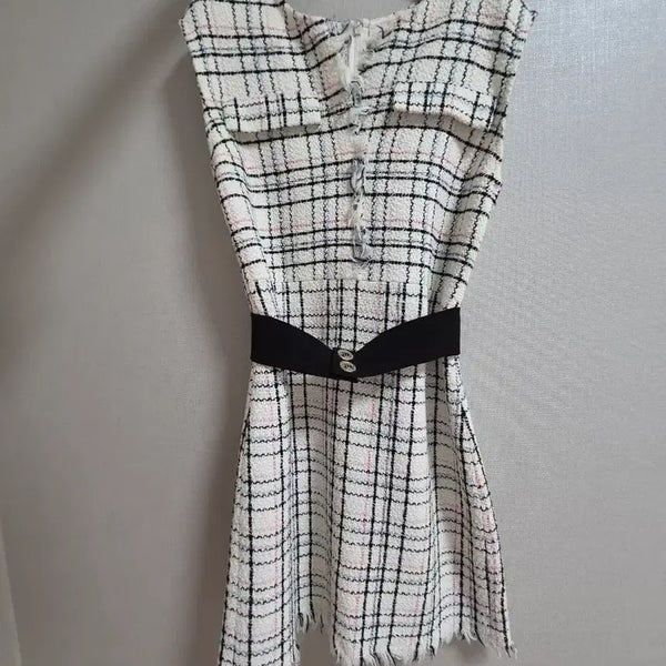 [BUNJANG] Maje Tweed Dress Check Pattern Tassel Detail Size 38 / maje 마쥬 트위드 원피스 38