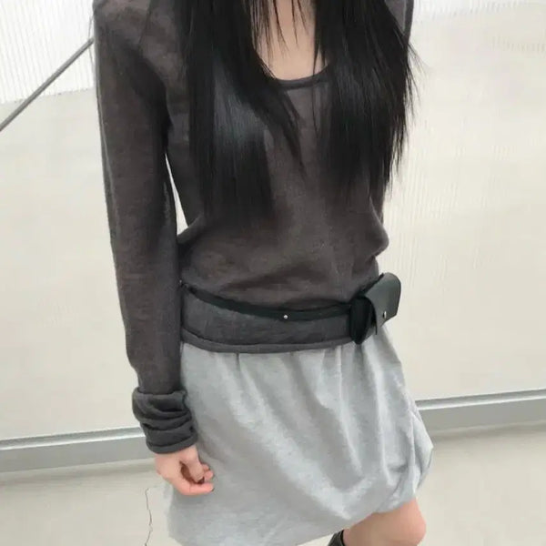 [BUNJANG] Selene Summer Knit Charcoal / 셀레네 여름 니트 차콜