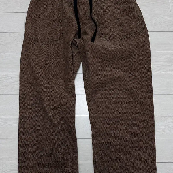 [BUNJANG] POST OVERALLS Herringbone Print Corduroy E-Z Army Pants Brown L / 택포) 포스트오버롤즈 아미 팬츠 헤링본 프린트 코듀로이 브라운 L 판매