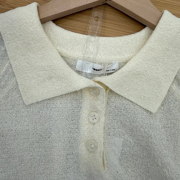 [BUNJANG] Cream Short Sleeve Knit T-Shirt / 여름 반팔