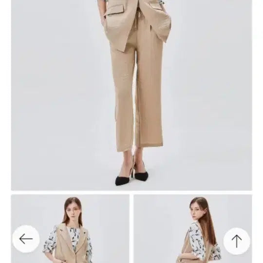 [BUNJANG] Women's 3-Piece Summer Suit Set - Beige, Size 66 / 쿨 썸머 3Pc 세트 66 새상품 셋업