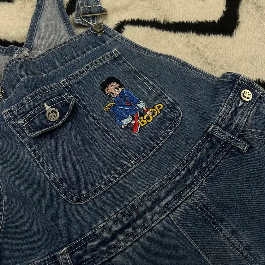 [BUNJANG] Betty Boop Denim Overalls 30L / [30L]베티붑 데님 자수 오버롤