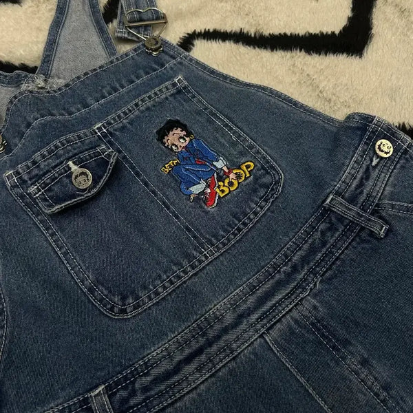 [BUNJANG] Betty Boop Denim Overalls 30L / [30L]베티붑 데님 자수 오버롤