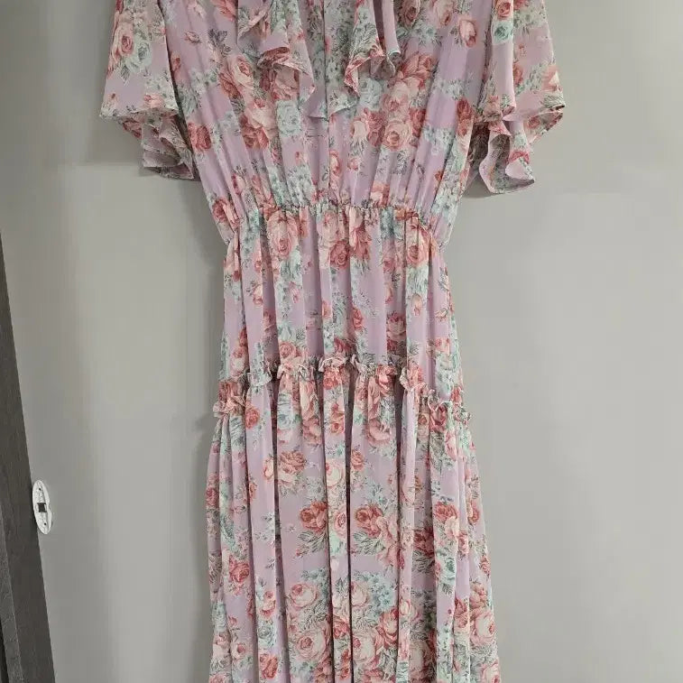 [BUNJANG] Chiffon Floral Pattern Long Dress (Free Size) / 여름 원피스 판매합니다