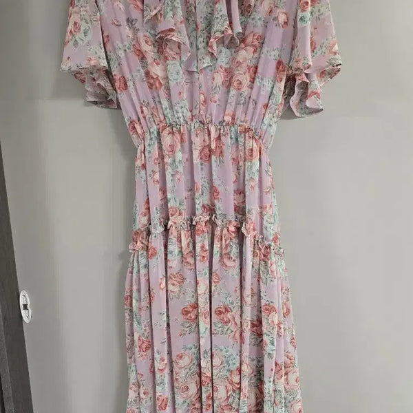 [BUNJANG] Chiffon Floral Pattern Long Dress (Free Size) / 여름 원피스 판매합니다
