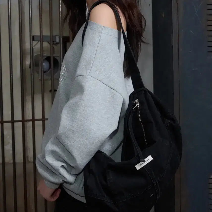 [BUNJANG] Helene Paris Denim Washed Crossbody Bag Black / 헬레네파리스 데님 워시드 크로스백 블랙