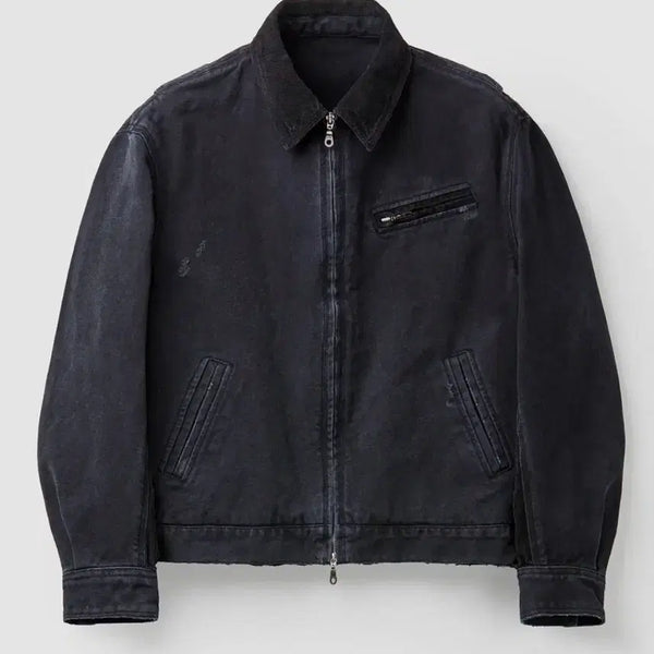 [BUNJANG] Coar Over Dye Faded Damage Work Jacket (Washed Black) / (M) 쿠어 오버 다잉 페이디드 데미지 워크 자켓 (워시드블랙)