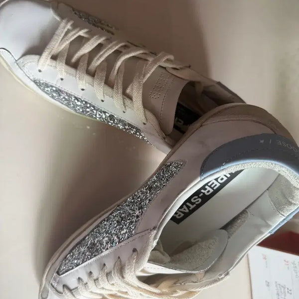 [BUNJANG] Golden Goose Superstar Sneakers Silver Glitter Women's Size 38 / 골든구스 슈퍼스타 스니커즈 실버 글리터38 정품 입니다