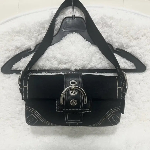 [BUNJANG] Coach Logo Jacquard Buckle Flap Tote Bag / 코치 로고 자카드 사첼 버클 플랩 토드백