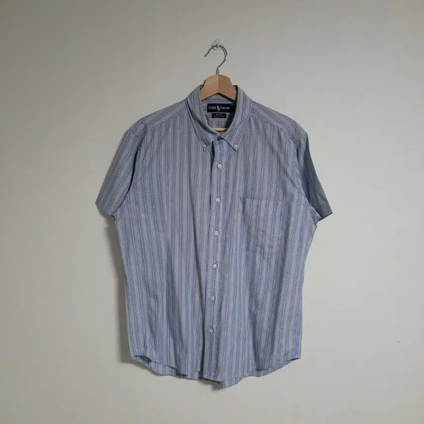 [BUNJANG] Polo Ralph Lauren Men's Striped Short Sleeve Shirt / (100) POLO 폴로 랄프로렌 반팔 스트라이프 셔츠 남방