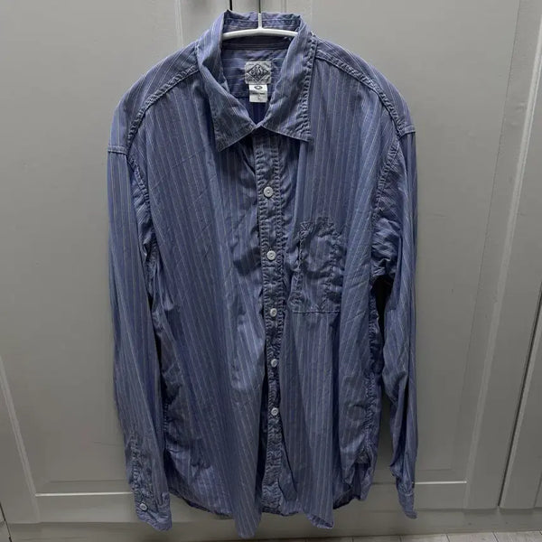 [BUNJANG] Post O'Alls No. 1 Stripe Shirring Shirt Blue L / 택포) 포스트오버롤즈 no.1 셔츠 스트라이프 셔링 블루 L 판매