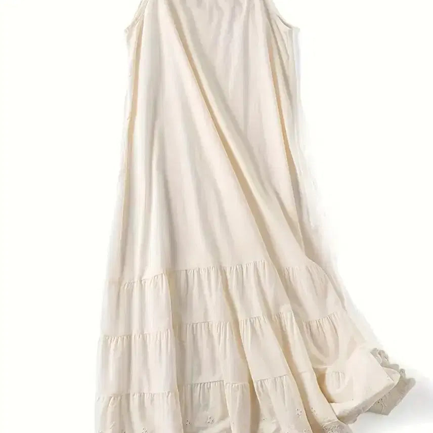[BUNJANG] Layered Long Dress Beige (Size 66) / 레이어드 롱 원피스 베이지 (66사이즈)