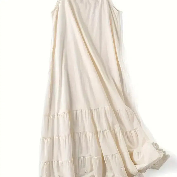 [BUNJANG] Layered Long Dress Beige (Size 66) / 레이어드 롱 원피스 베이지 (66사이즈)
